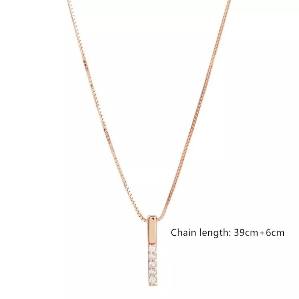 New Simple Silver Diamond Strip Necklace - Picture 3 of 3